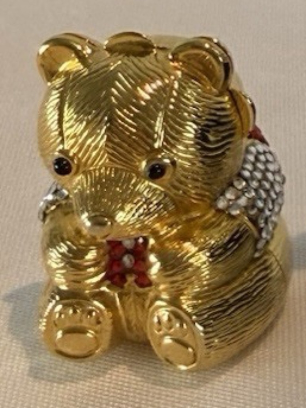 Judith Leiber Teddy Bear Pillbox Trinket Box Case